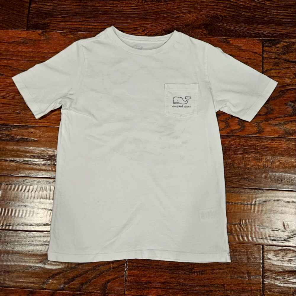 Kid's Vintage Whale Short-Sleeve Pocket Tee, White Unworn - Size Small
